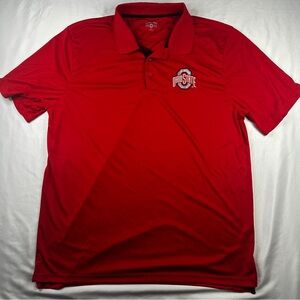 Ohio State Buckeyes Scarlet & Gray Polo Shirt Mens Size XL Red Short Sleeve 347